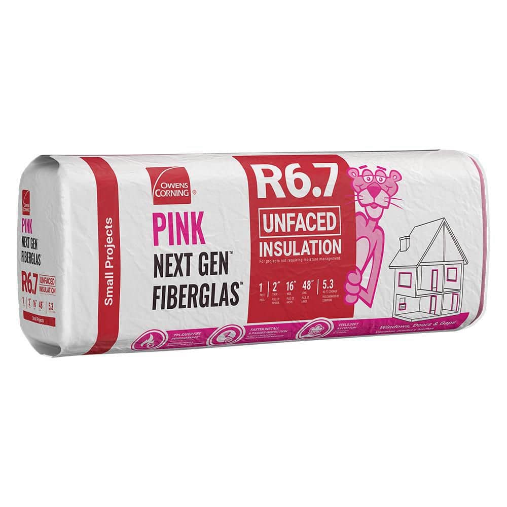 R-6.7 PINK Multi-Purpose, Small Project Unfaced Fiberglasss Insulation Roll 16 in. x 48 in. (40-Bags)