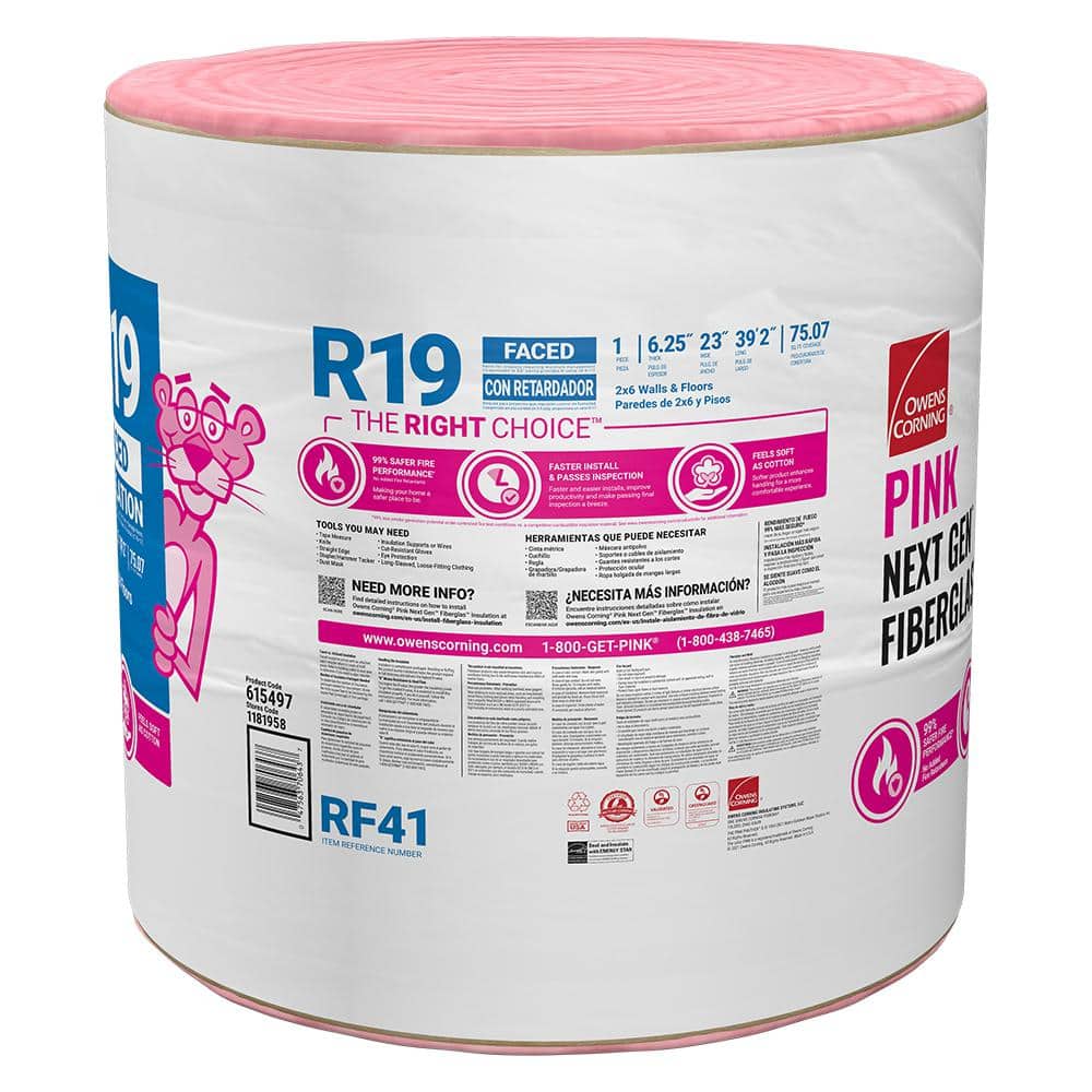 R- 19 Faced Fiberglass Insulation Roll 23 in. x 39.2 ft. (1 Roll)