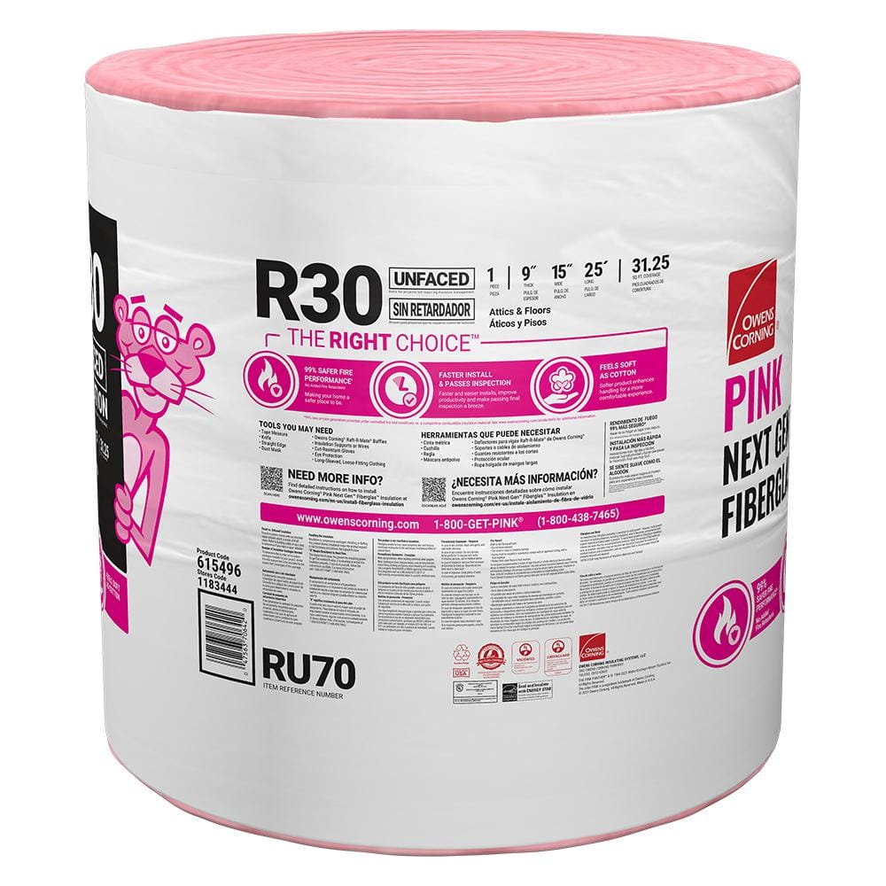 R- 30 Unfaced Fiberglass Insulation Roll 15 in. x 25 ft. (1 Roll)