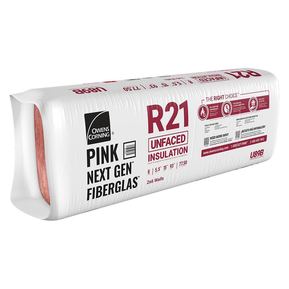 R-21 Unfaced Fiberglass Insulation Batt 15 in. x 93 in. (1 Bag)