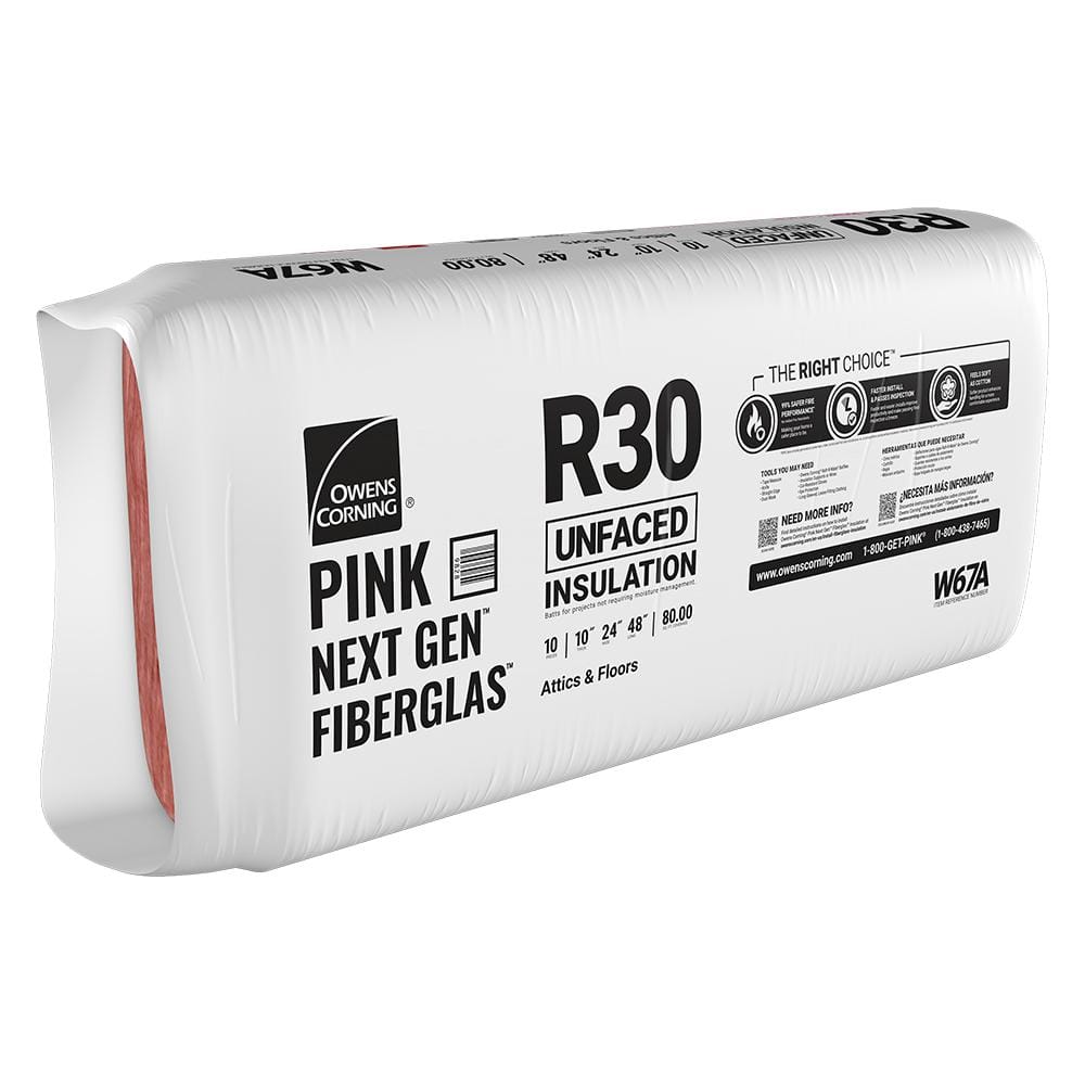 R-30 Unfaced Fiberglass Insulation Batt 24 in. x 48 in. (1 Bag)