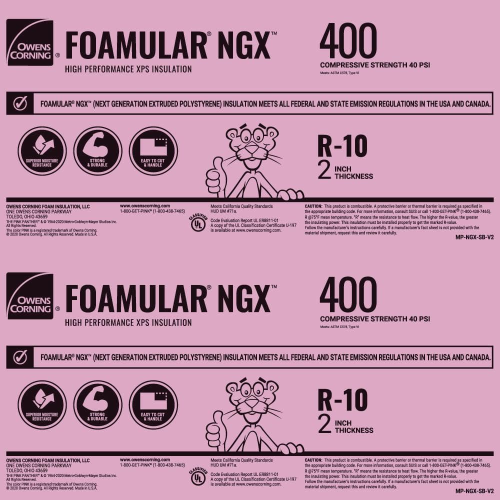 FOAMULAR NGX F-400 2 in. x 48 in. x 8 ft. Square Edge R-10 XPS Rigid Foam Board Insulation