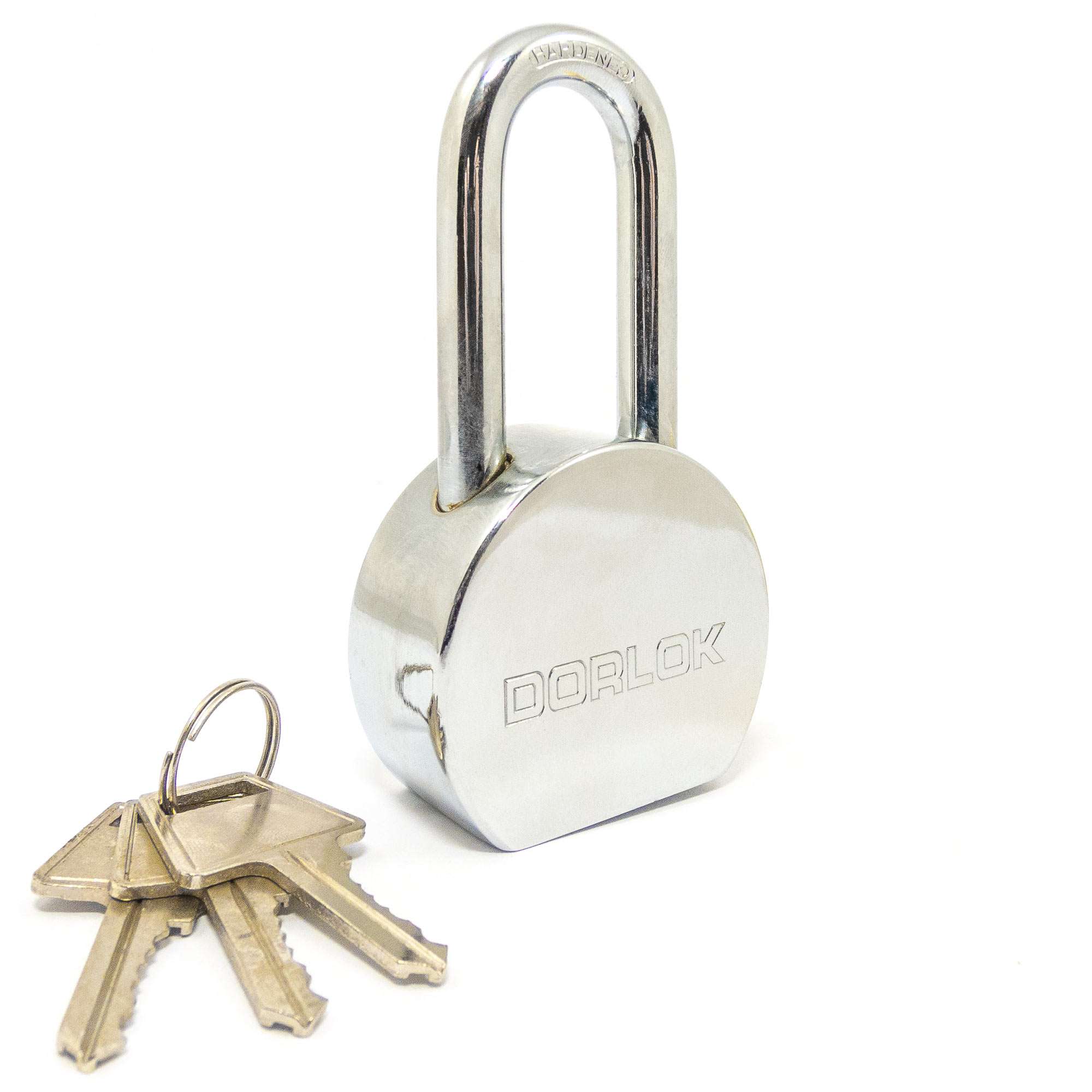 2-5/8" (65mm) Long Hardened Shackle Round Steel Padlock with 3 Keys - 2