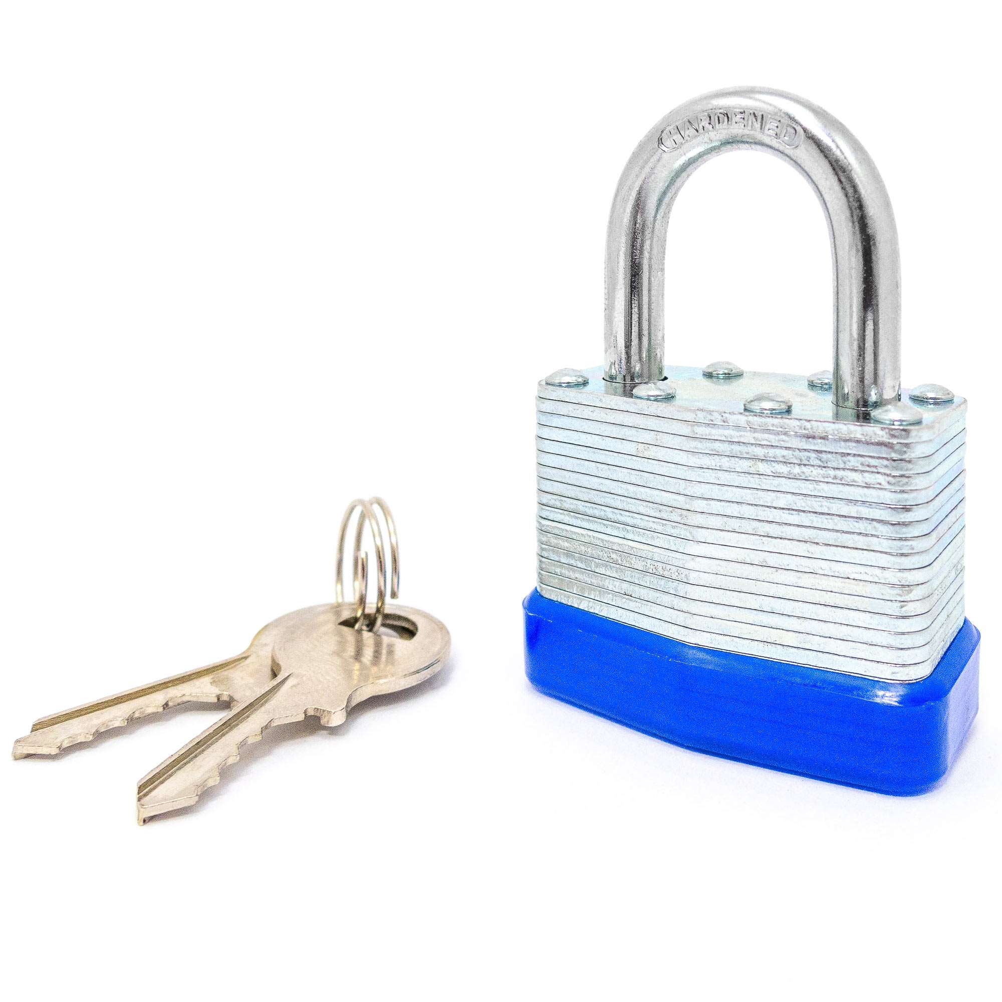 1-1/4" (30mm) Standard Shackle Laminated Padlock, Brass Cylinder with 2 Keys - 2