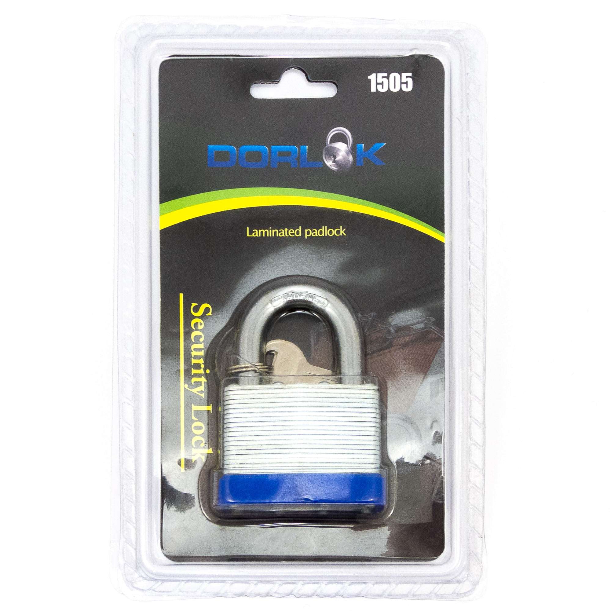 2-5/8" (65mm) Standard Shackle Laminated Padlock, Brass Cylinder with 2 Keys - 1