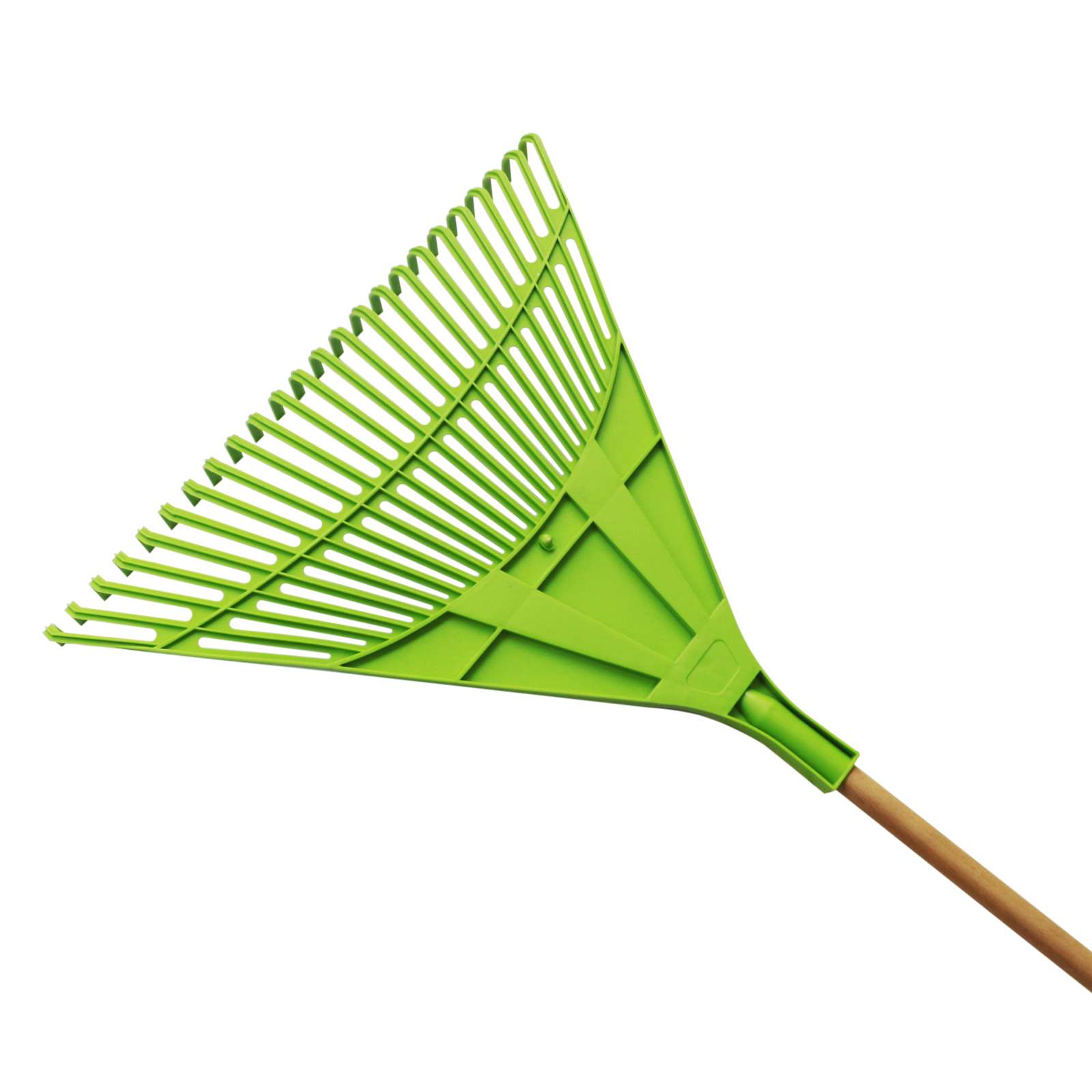 24" Plastic Head Reinforced Tines Leaf Rake with Wood Handle 14G - 2