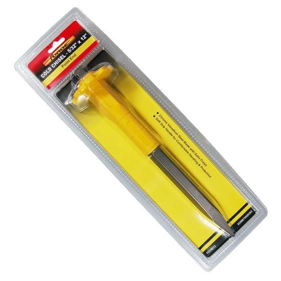 12"L x 5/32"W Chrome Vanadium Steel Point End Cold Chisel with Satin Finish - 2
