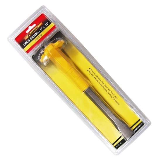 12"L x 1"W Chrome Vanadium Steel Flat End Cold Chisel with Satin Finish - 2