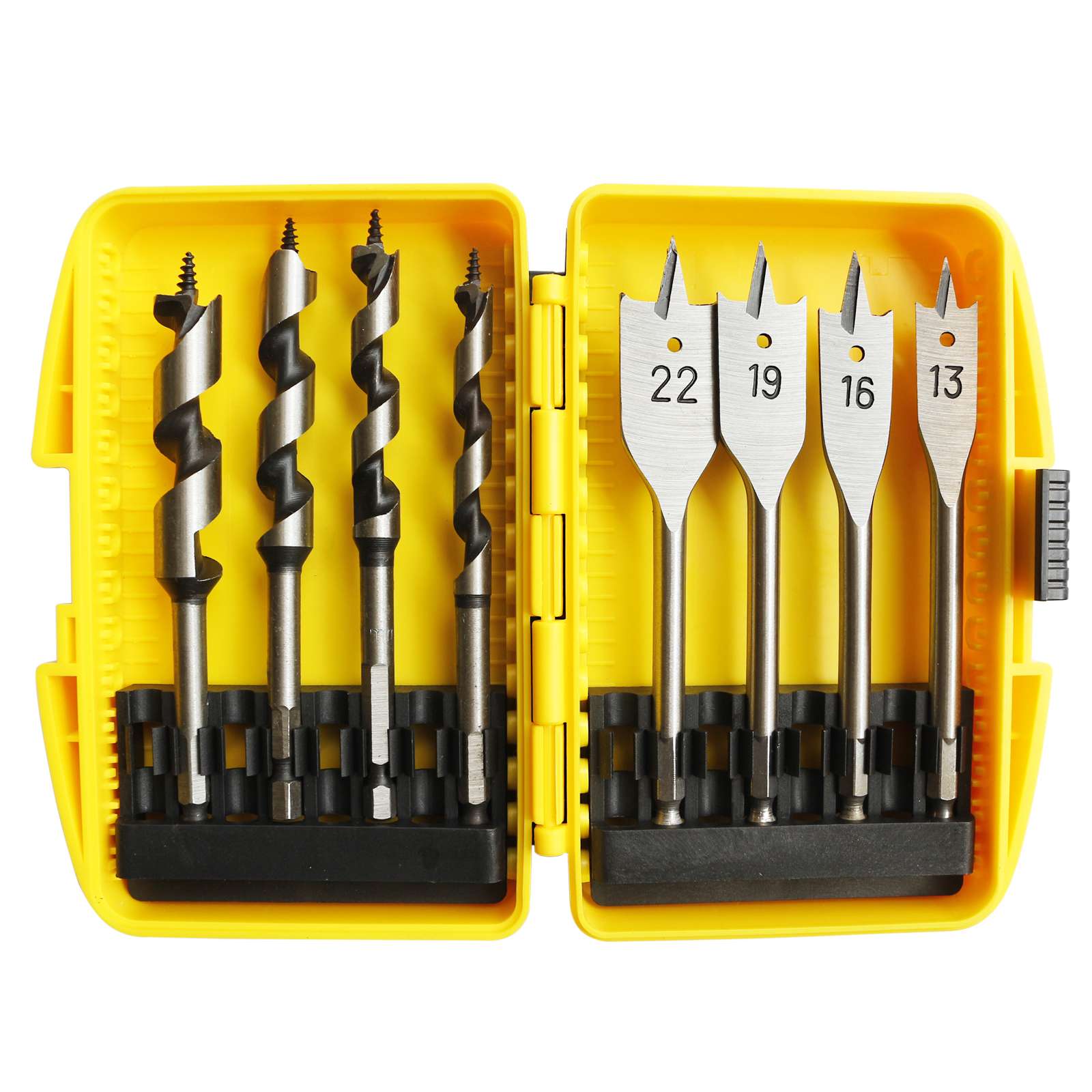Carbon Steel Wood Bore Drill Bit Set, 8 Pieces - 1