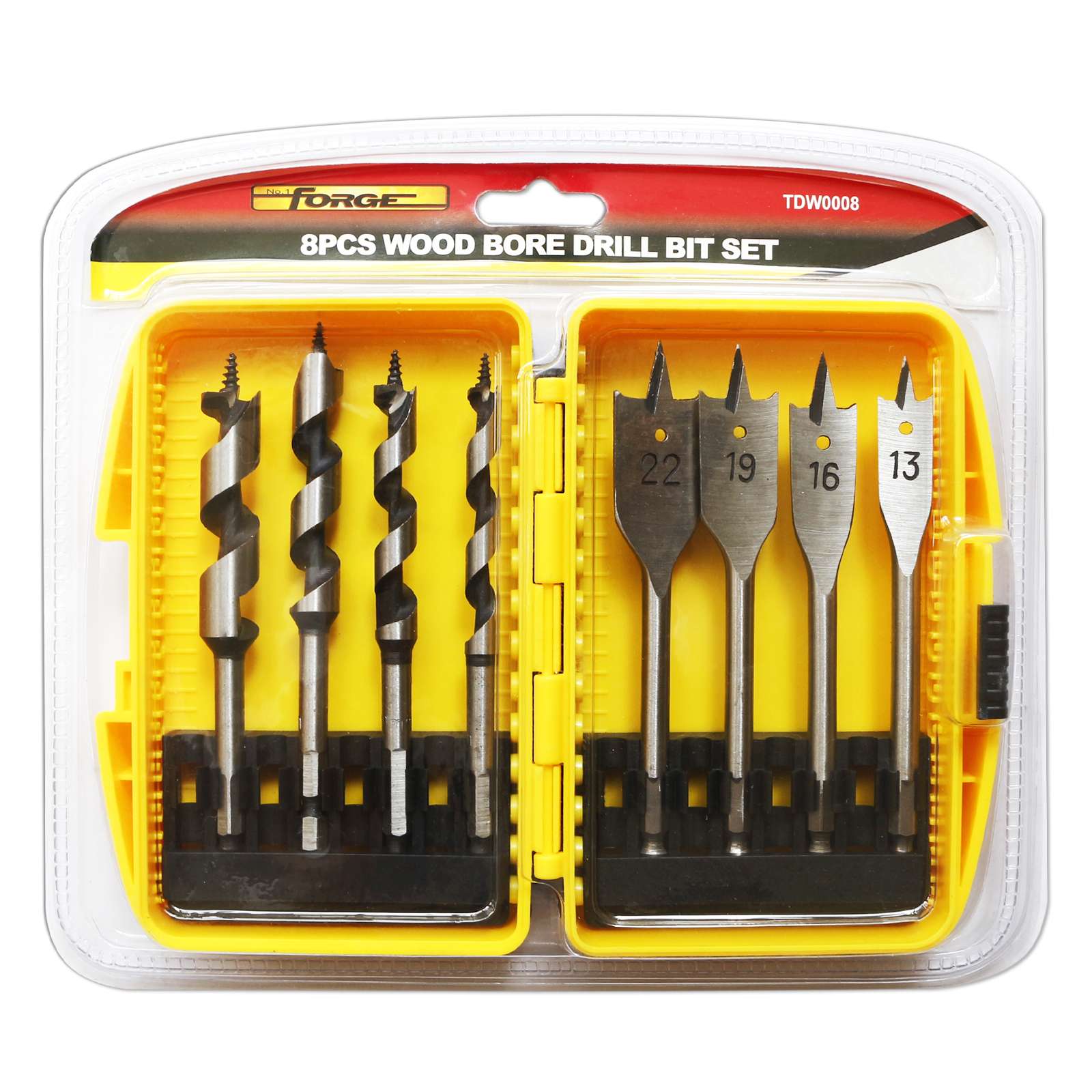 Carbon Steel Wood Bore Drill Bit Set, 8 Pieces - 2