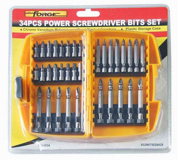 Chrome Vanadium Steel Bits Set, 34 Pieces