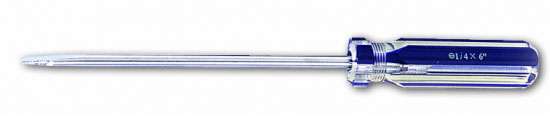 1/5" x 6" Carbon Steel Straight Slotted Screwdriver with Transparent Handle - 1