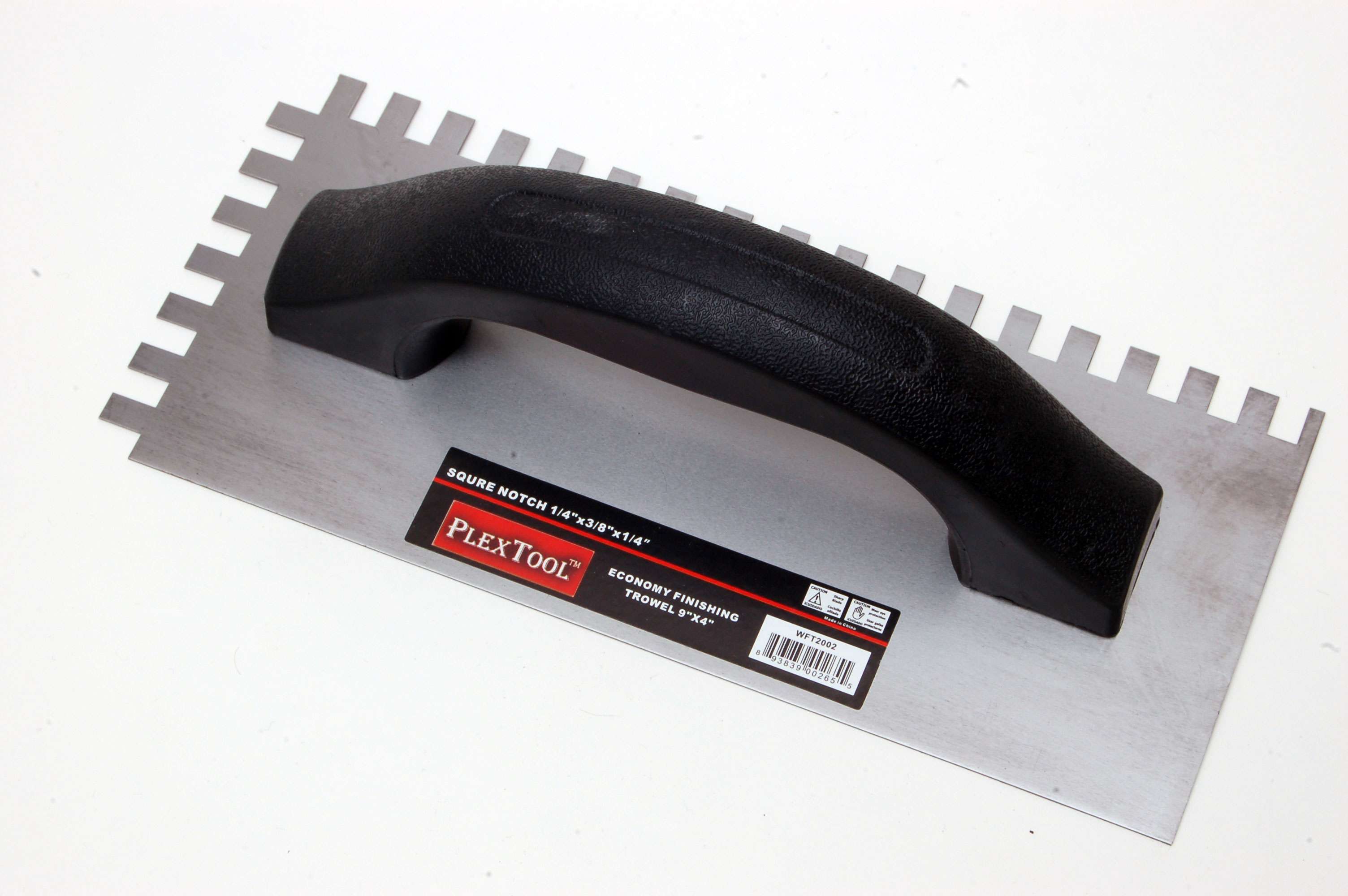 9" x 4" Economy Finishing Notched Trowel, Square Notch 1/4" x 3/8" x 1/4"