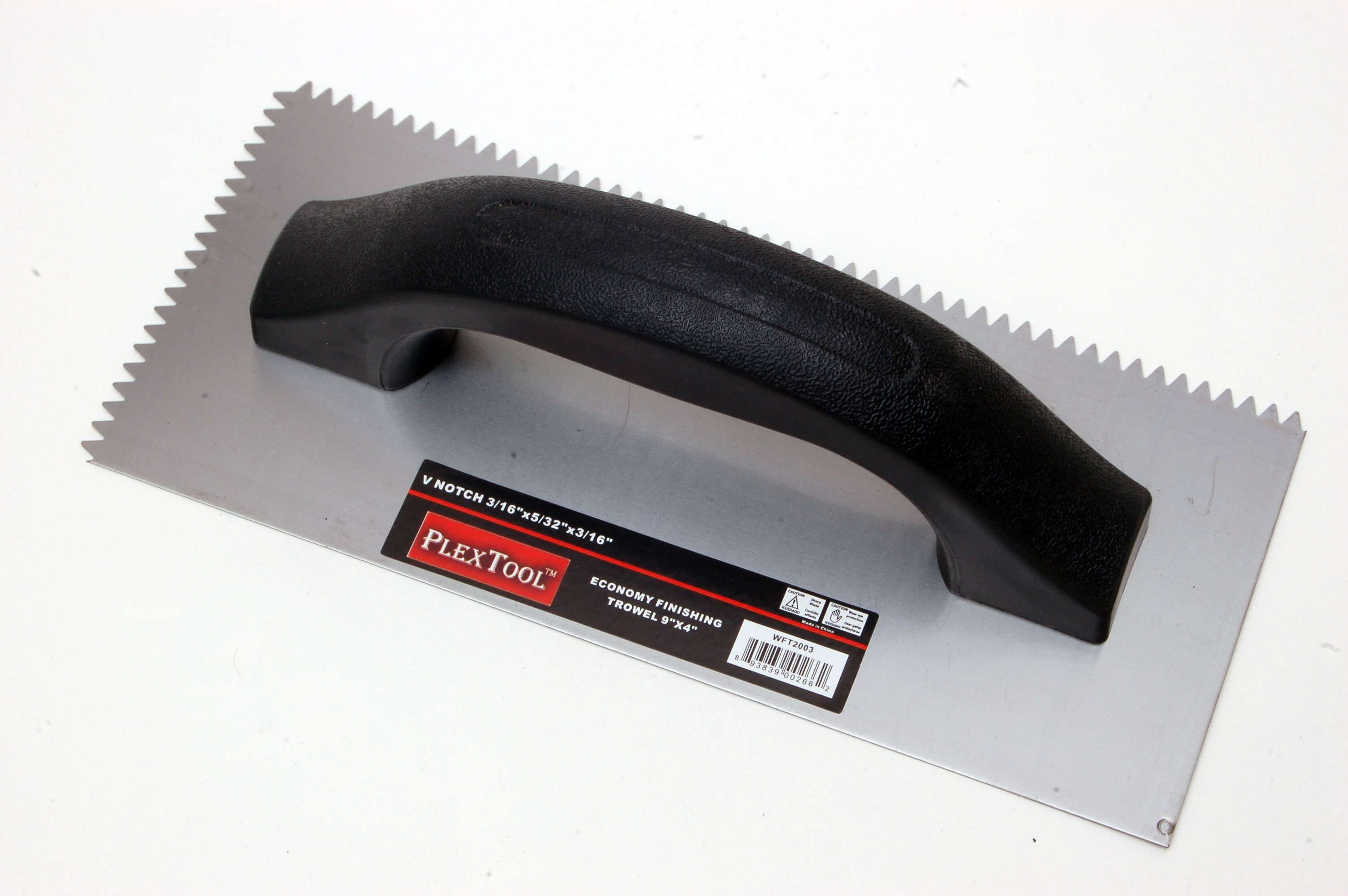 9" x 4" Economy Finishing Notched Trowel, V-Notch 3/16" x 5/32" x 3/16"