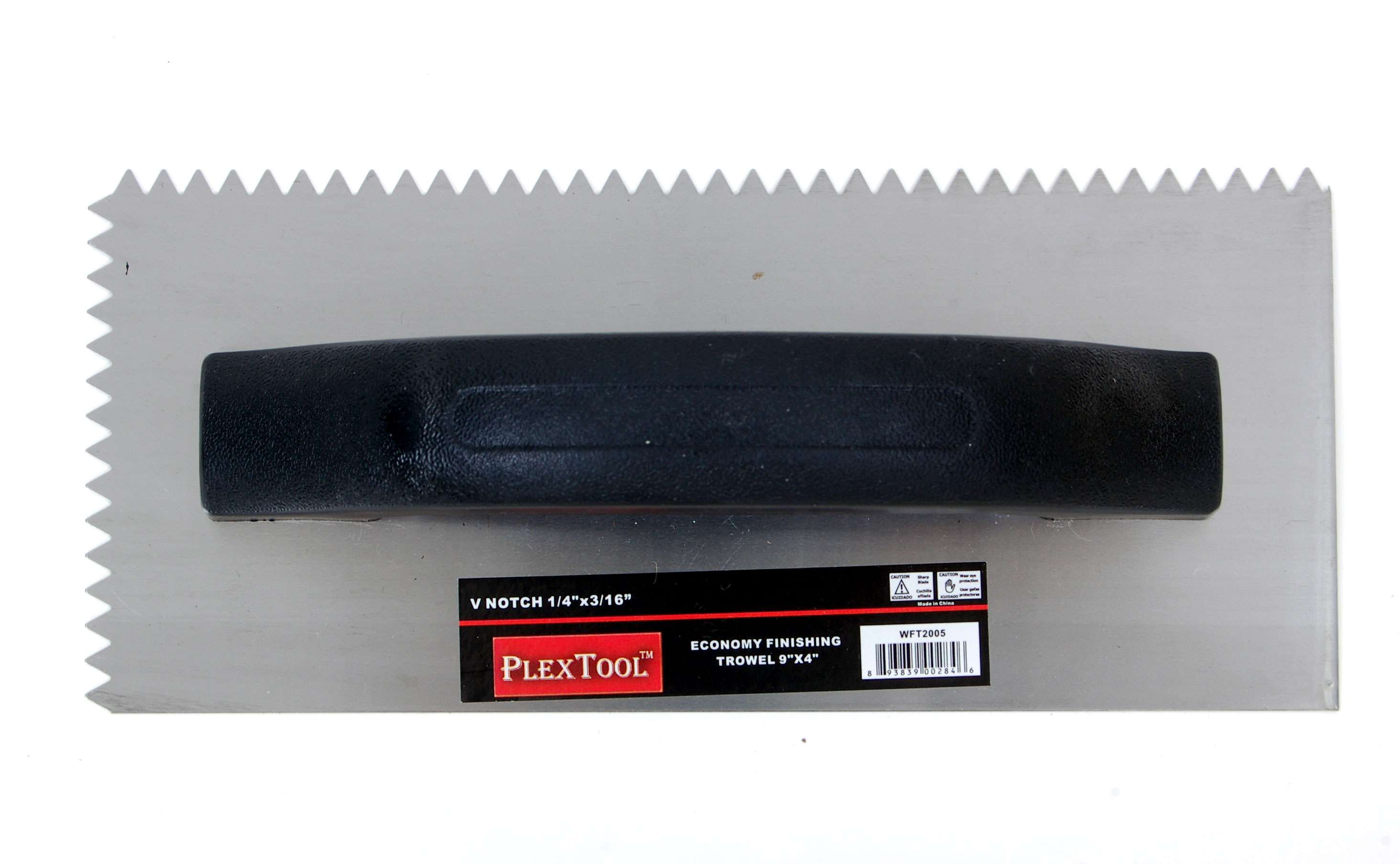9" x 4" Economy Finishing Notched Trowel, V-Notch 3/16" x 1/4"