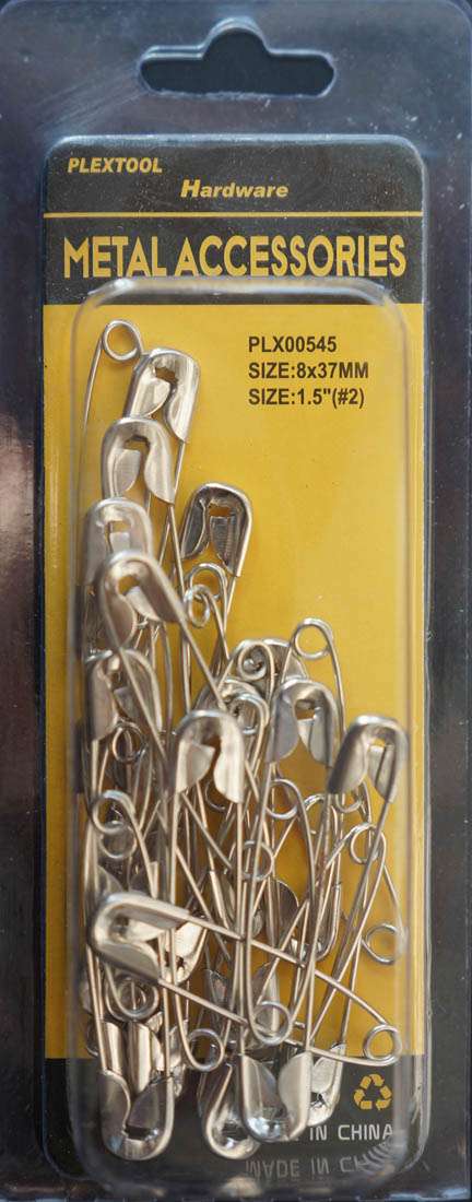 1-1/2"(#2) Silver Safety Pins, 30/Pack - 1
