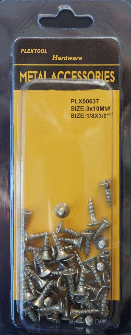 1/8 x 3/8"L Pozi Flat Head Wood Screws, 51/Pack - 1