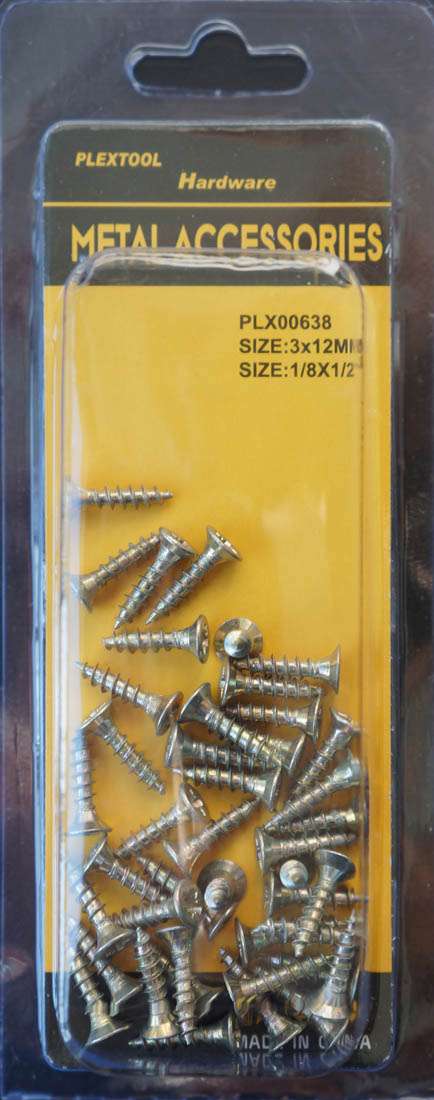 1/8 x 1/2"L Pozi Flat Head Wood Screws, 44/Pack - 1