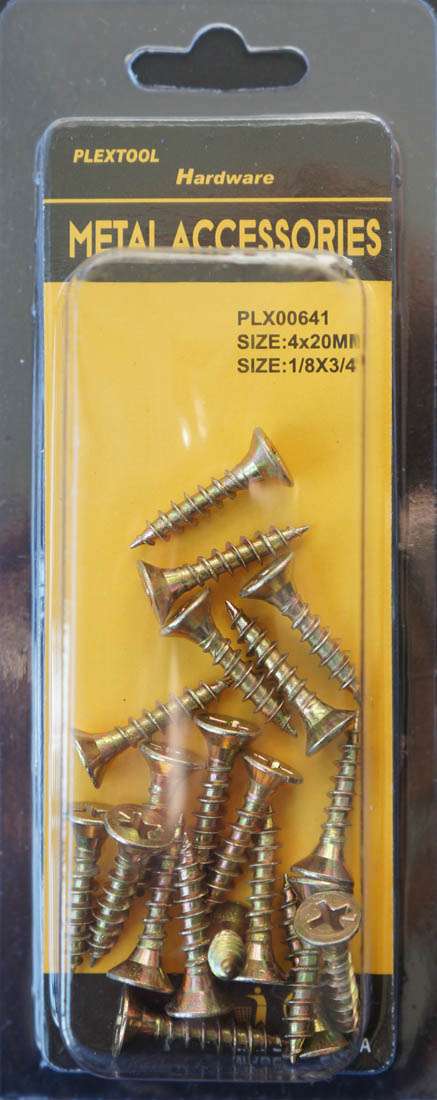 1/8 x 3/4"L Gold Phillips Flat Head Wood Screws, 20/Pack - 1