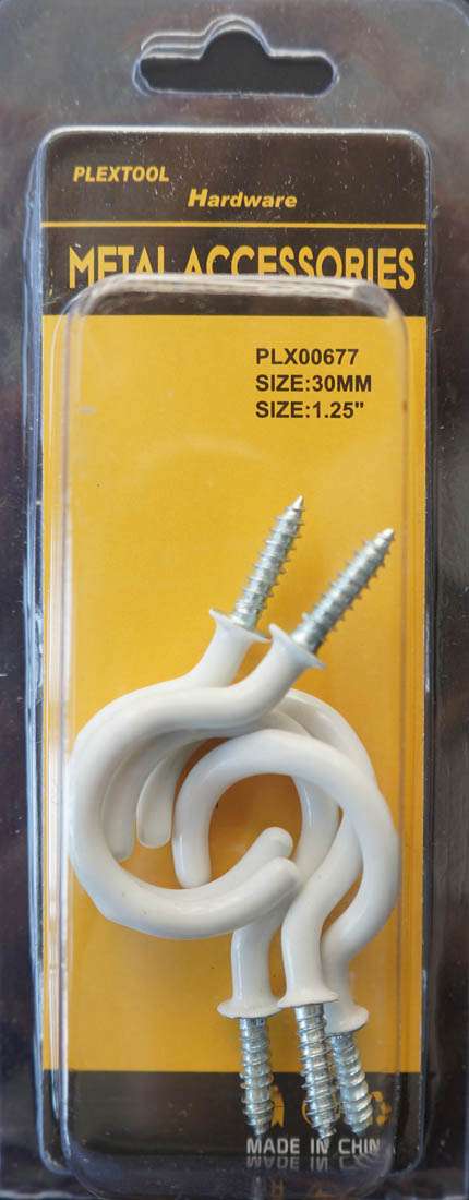 1-1/4"L Coated Swing/Clothline Screws Hook, 5/Pack - 1