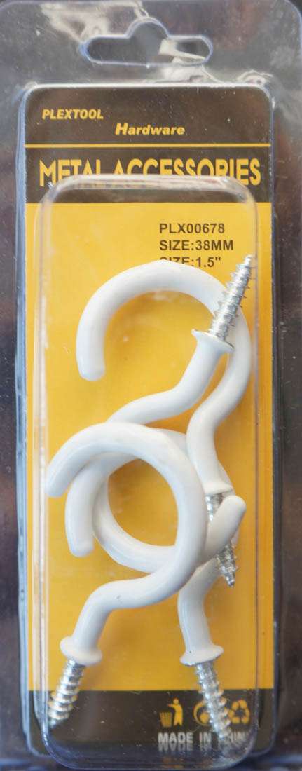 1-1/2"L Coated Swing/Clothline Screws Hook, 4/Pack - 1