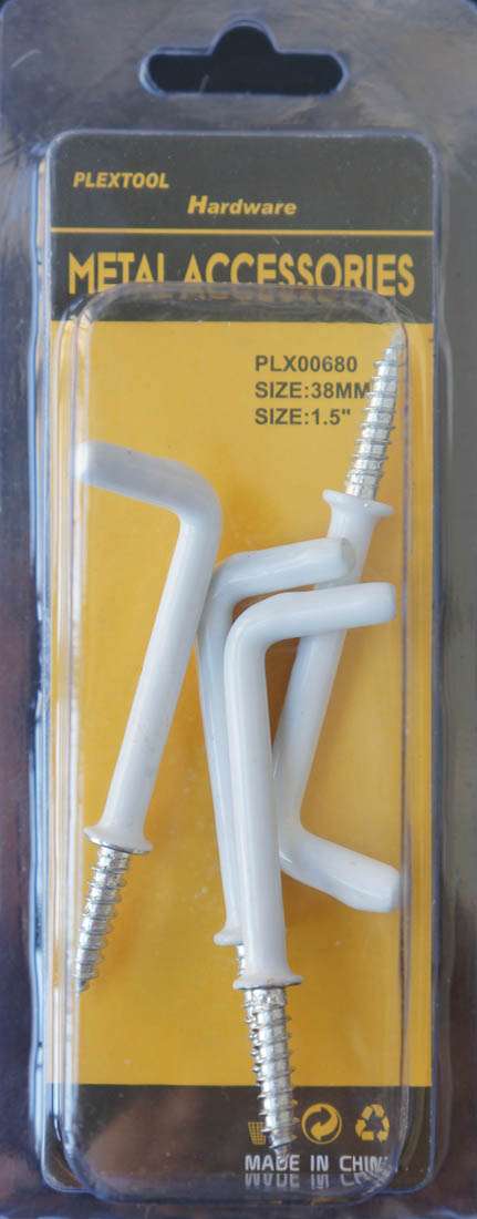 1-1/2"L Coated L-Shape Screws Hook, 5/Pack - 1