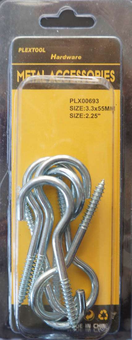 2-1/4"L Swing/Clothline Screws Hook, 7/Pack - 1