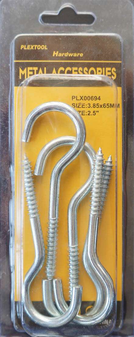 2-1/2"L Swing/Clothline Screws Hook, 5/Pack - 1