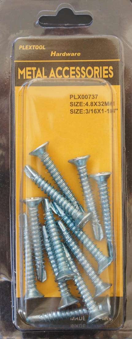 3/16 x 1-1/4"L Phillips Flat Head Self Drilling Screws, 12/Pack - 1