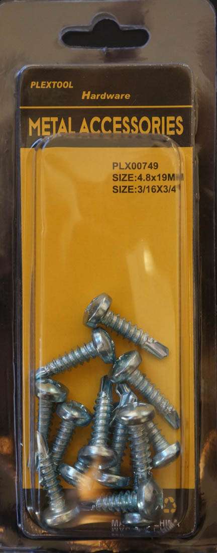 3/16 x 3/4"L Phillips Round Head Self Drilling Screws, 13/Pack