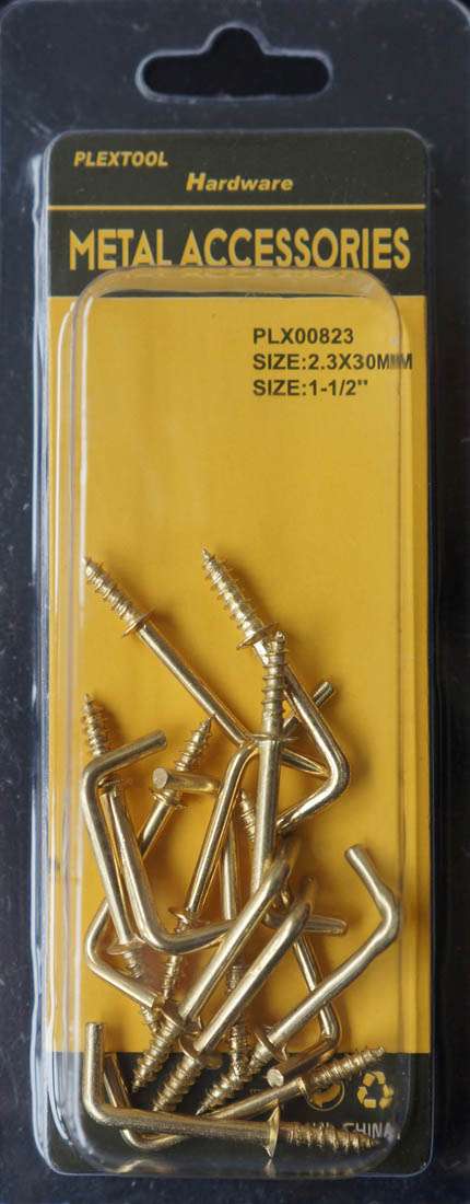 3/4"L L-Shape Screws Hook, 14/Pack - 1