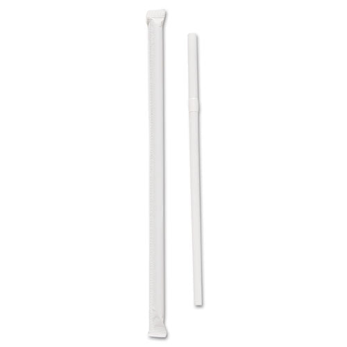 Wrapped Jumbo Flexible Straws, Polypropylene, 7 5/8" Long, White, 400/Pack, Sold as 1 Package