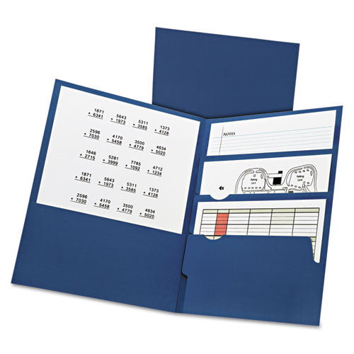 Divide It Up Four-Pocket Paper Folders, 11 x 8-1/2, Navy, 20/Box, Sold as 1 Box, 20 Each per Box