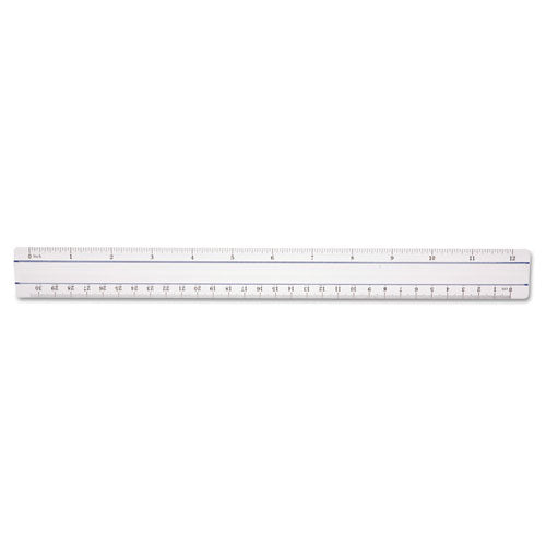 12" Magnifying Ruler, Plastic, Clear, Sold as 1 Each