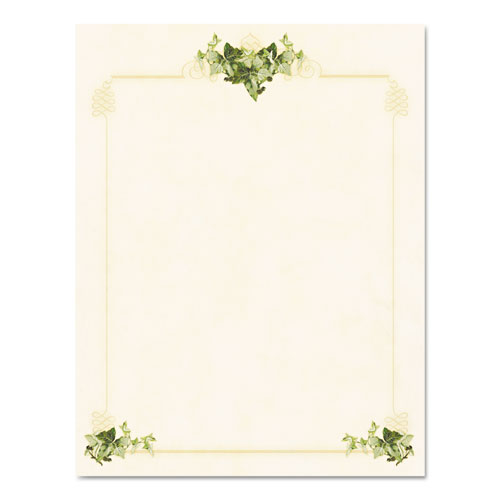 Design Paper, 24 lbs., Ivy Corners, 8 1/2 x 11, Tan, 100/Pack, Sold as 1 Package