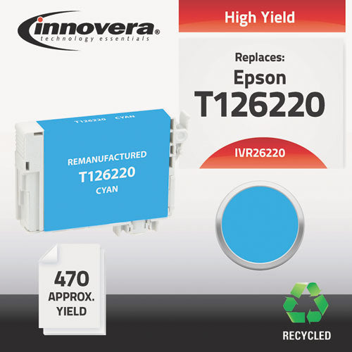 26220 Compatible Reman T126220 (T-126) Ink, 470 Page-Yield, Cyan, Sold as 1 Each