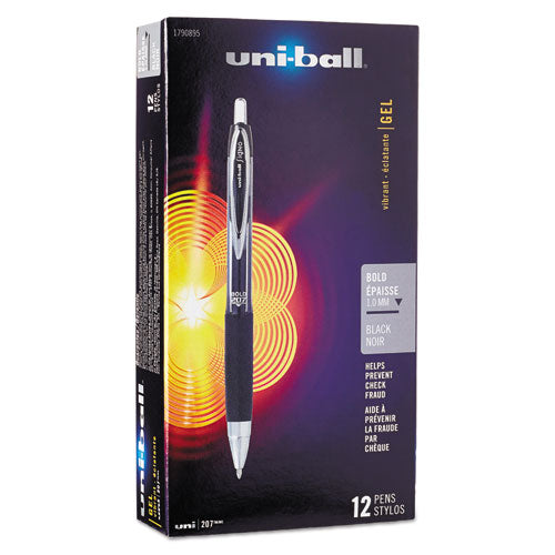 Signo Gel 207 Roller Ball Retractable Gel Pen, Black Ink, Bold, Dozen, Sold as 1 Dozen