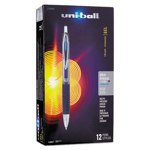 Signo Gel 207 Roller Ball Retractable Pen, Blue Ink, Bold, Dozen (Open Stock), Sold as 1 Dozen
