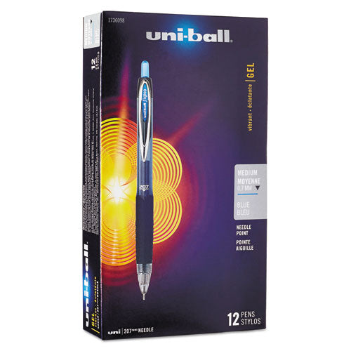 uni-ball - Signo 207 Roller Ball Retractable Gel Pen, Blue Ink, Medium, Dozen, Sold as 1 DZ