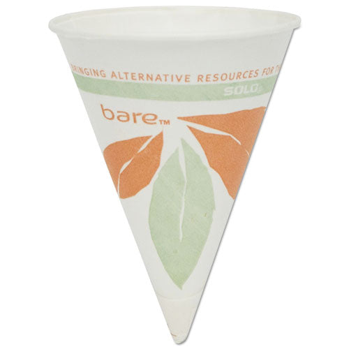 Bare Eco-Forward Paper Cone Water Cups, 4oz, White, 200/Pack, 25 Packs/Carton, Sold as 1 Carton, 25 Package per Carton 