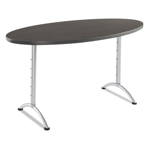 ARC Sit-to-Stand Tables, Oval Top, 36w x 72d x 42h, Gray Walnut/Silver, Sold as 1 Each