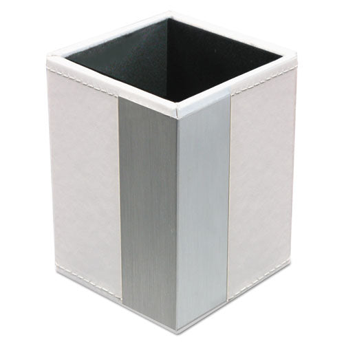 Architect Line Pencil Cup, 3 x 3 x 4, White/Silver, Sold as 1 Each
