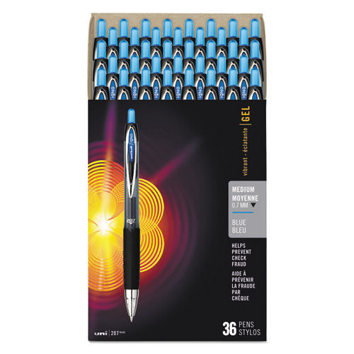 Signo Gel 207 Roller Ball Retractable Gel Pen, Blue Ink, Medium, 36/Box, Sold as 1 Box, 36 Each per Box