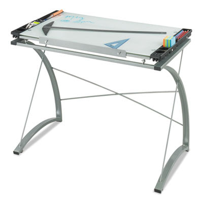 Xpressions Glass Top Drafting Table, 41w x 24d x 31 1/2 to 40h, Silver, Sold as 1 Each