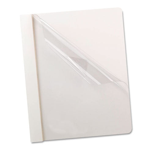 Premium Paper Clear Front Cover, 3 Fasteners, Letter, White, 25/Box, Sold as 1 Box, 25 Each per Box
