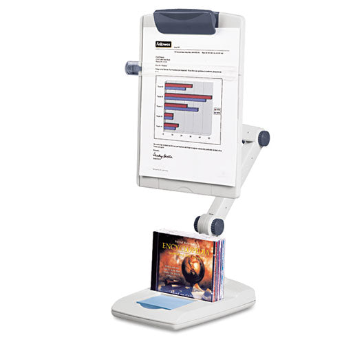 Fellowes - Weighted Flex Arm Desktop Copyholder, High-Impact Plastic, Platinum/Graphite, Sold as 1 EA