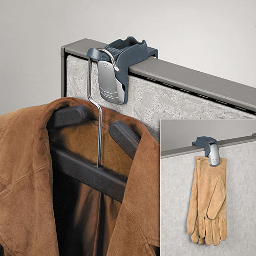 Fellowes - Pro Series Partition Additions Coat Hook and Clip, 1 5/8 x 3, Slate Gray, Sold as 1 EA