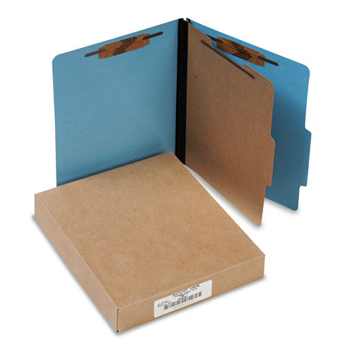 ACCO - Presstex Colorlife Classification Folders, Letter, 4-Section, Light Blue, 10/Box, Sold as 1 BX