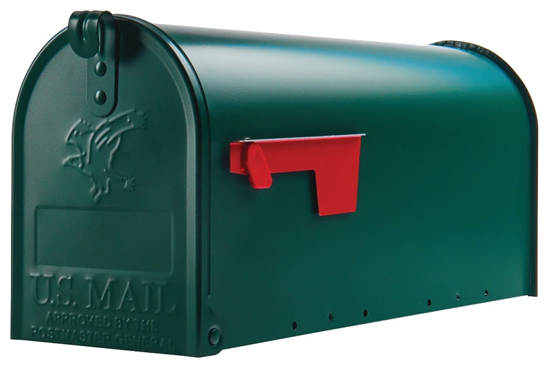 Plexon Outside Сurbside Horizontal Classic Mailbox, Dark Green, 20-1/2"L x 8-1/2"H x 6-7/8"W, Made in USA.