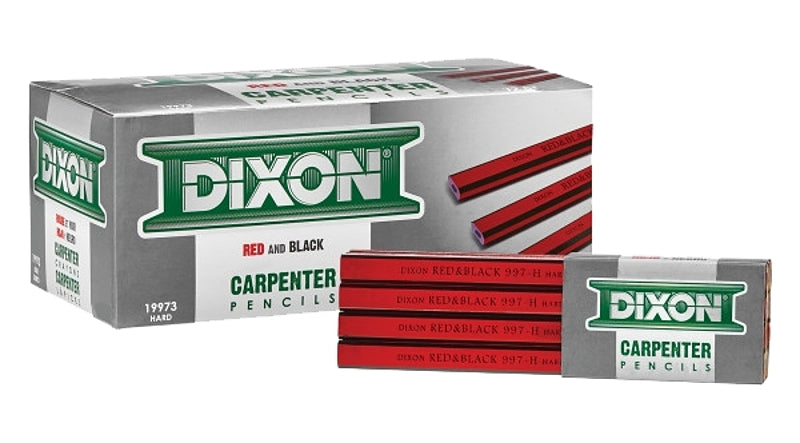 Dixon Industrial Carpenter Pencils - Graphite Lead - Red, Black Barrel - 12 / Box